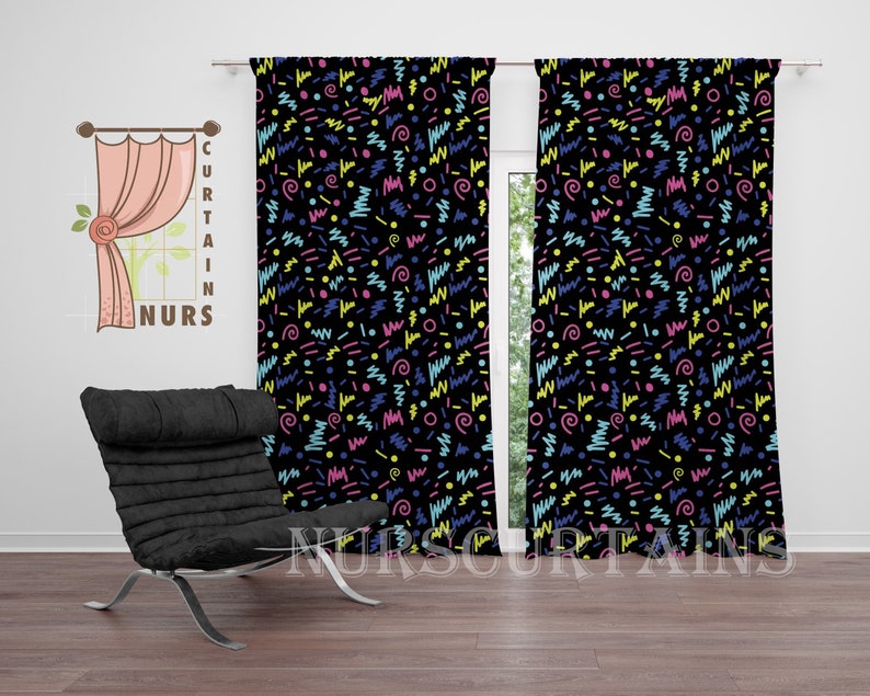 Retro Gaming Youtube - 90er Retro Gaming Verdunkelungsvorhang: Buntes Gamer-Raumdekor