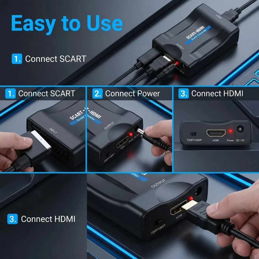 Adapter mit USB-Kabel für Sky  – Scart To Hdmi Bewertung und Preis
